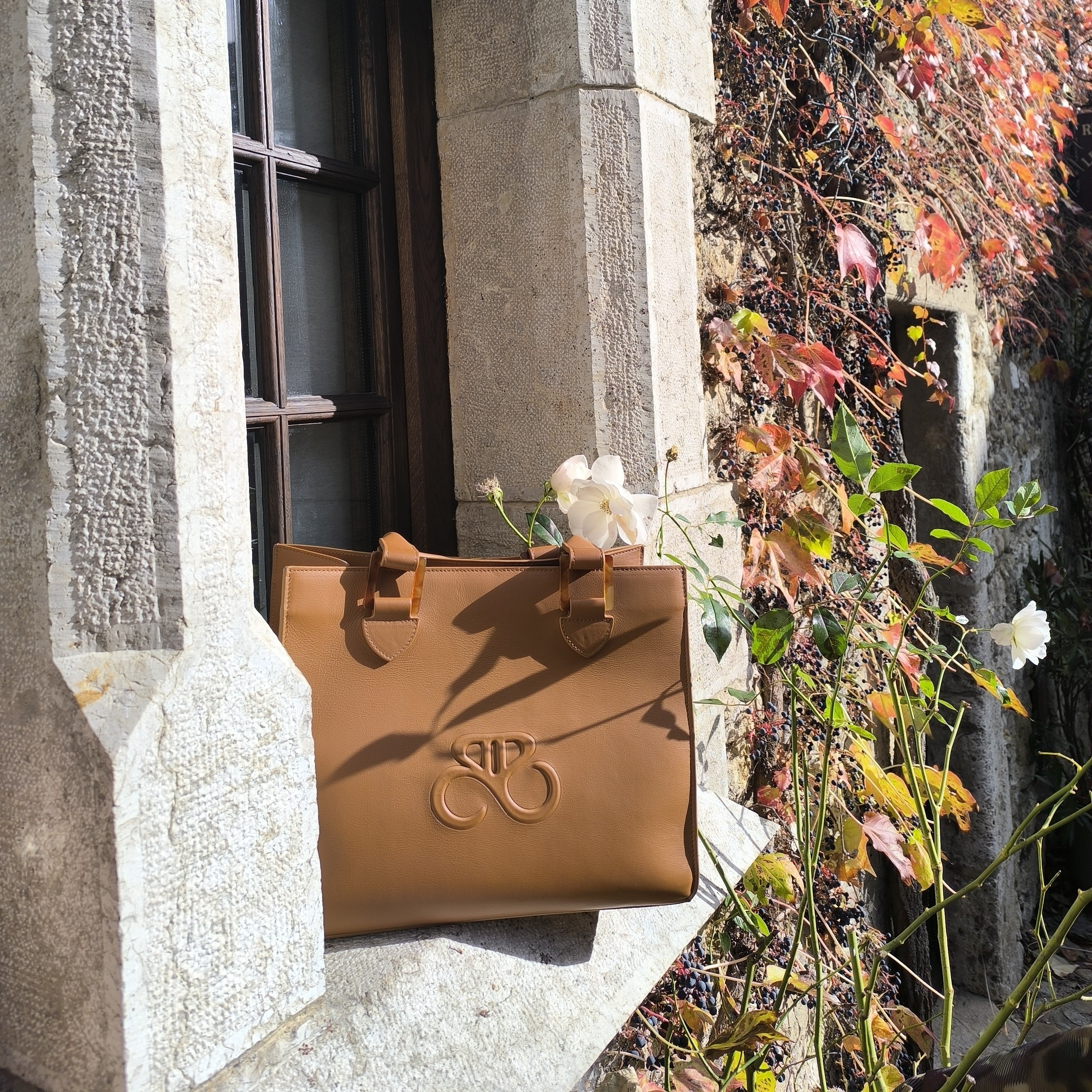 Tote bag Iris - piel napa - Marron