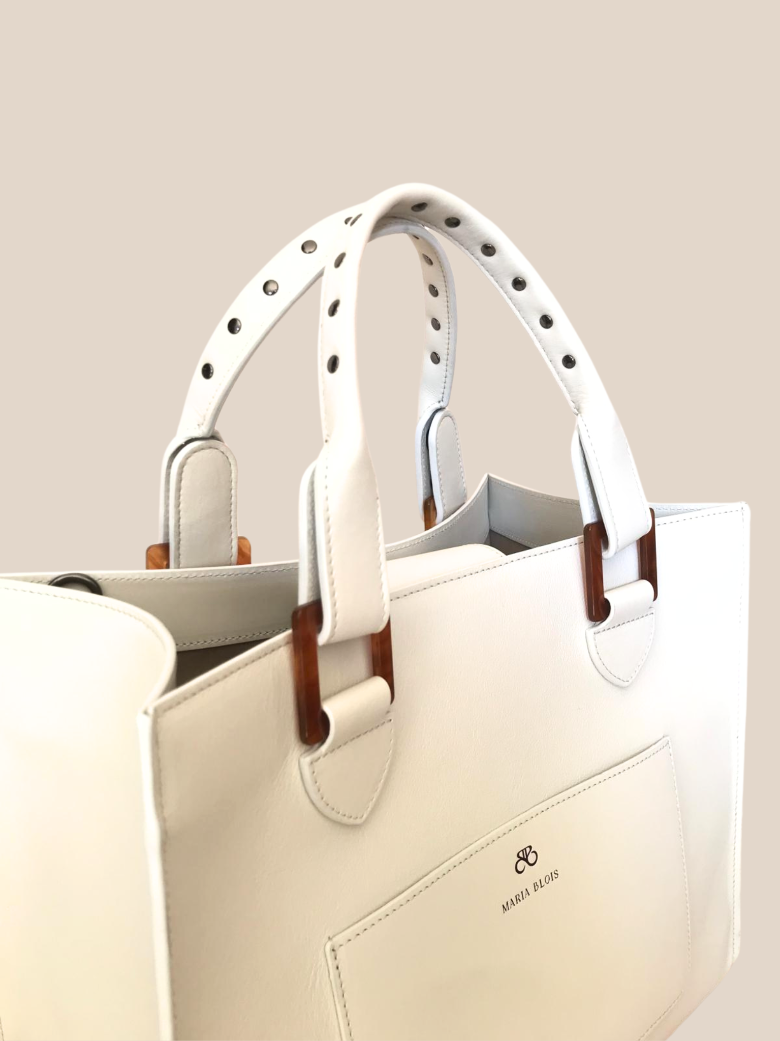 Extra handle (optional) in leather with studs (short or long) - Iris tote bag