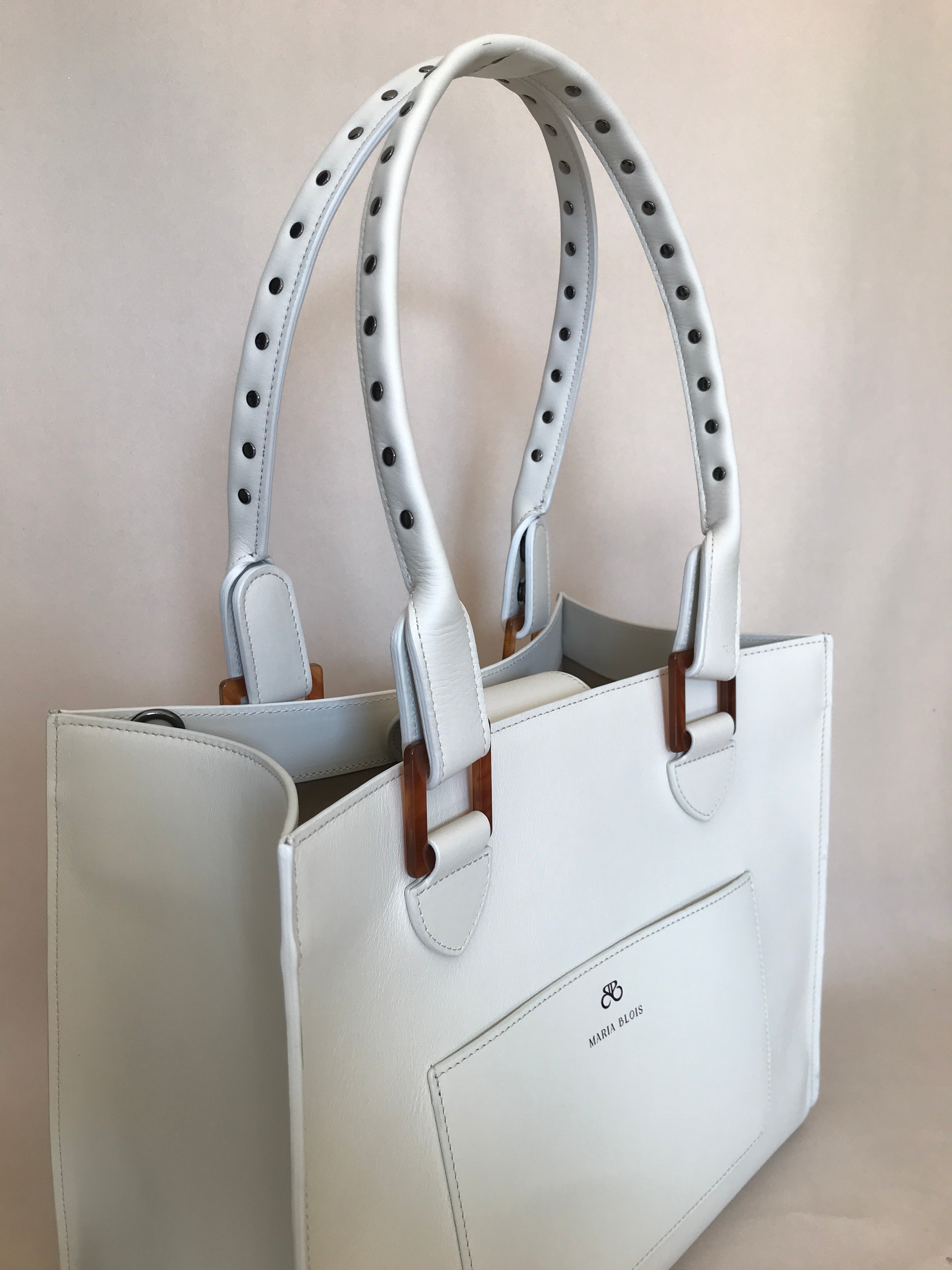 Extra handle (optional) in leather with studs (short or long) - Iris tote bag