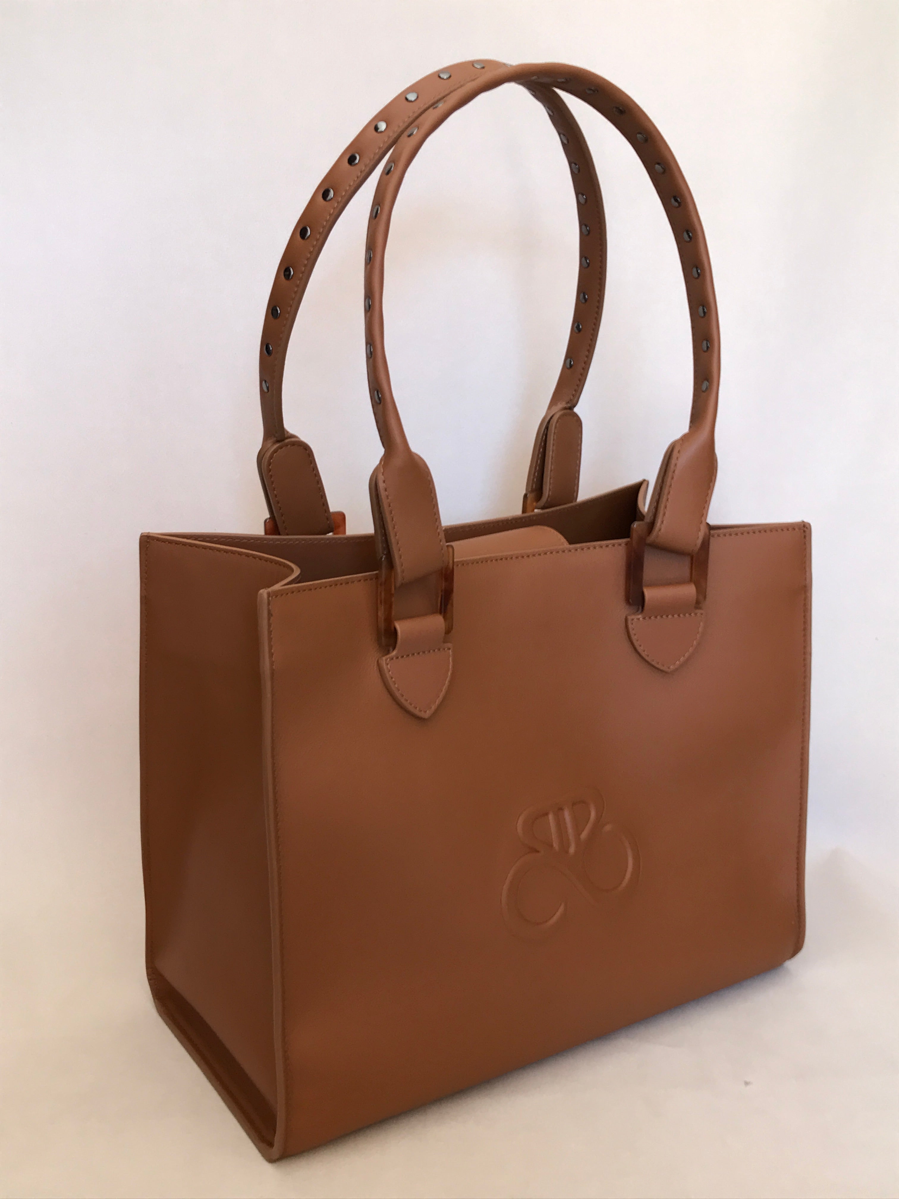 Extra handle (optional) in leather with studs (short or long) - Iris tote bag