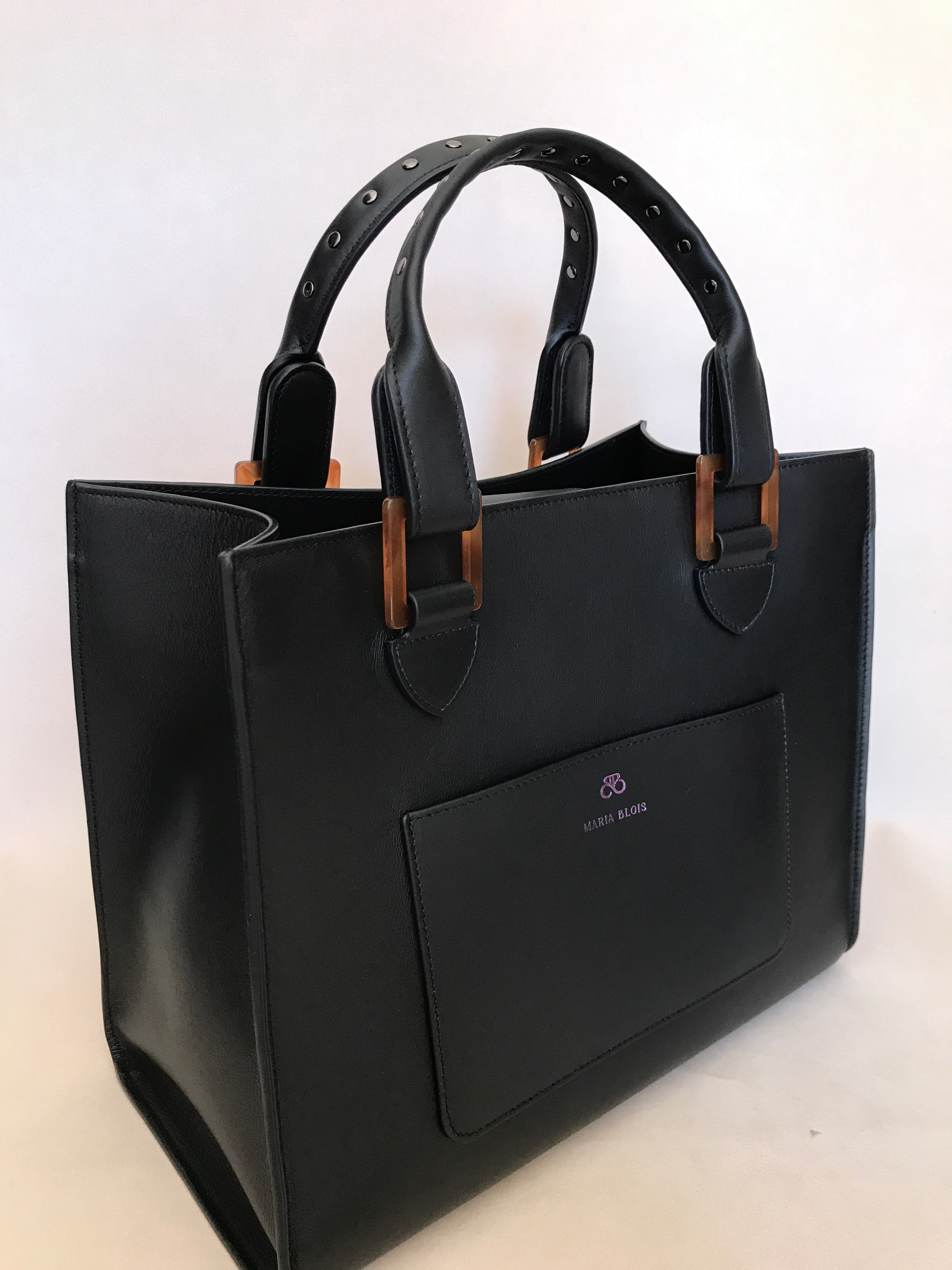 Extra handle (optional) in leather with studs (short or long) - Iris tote bag