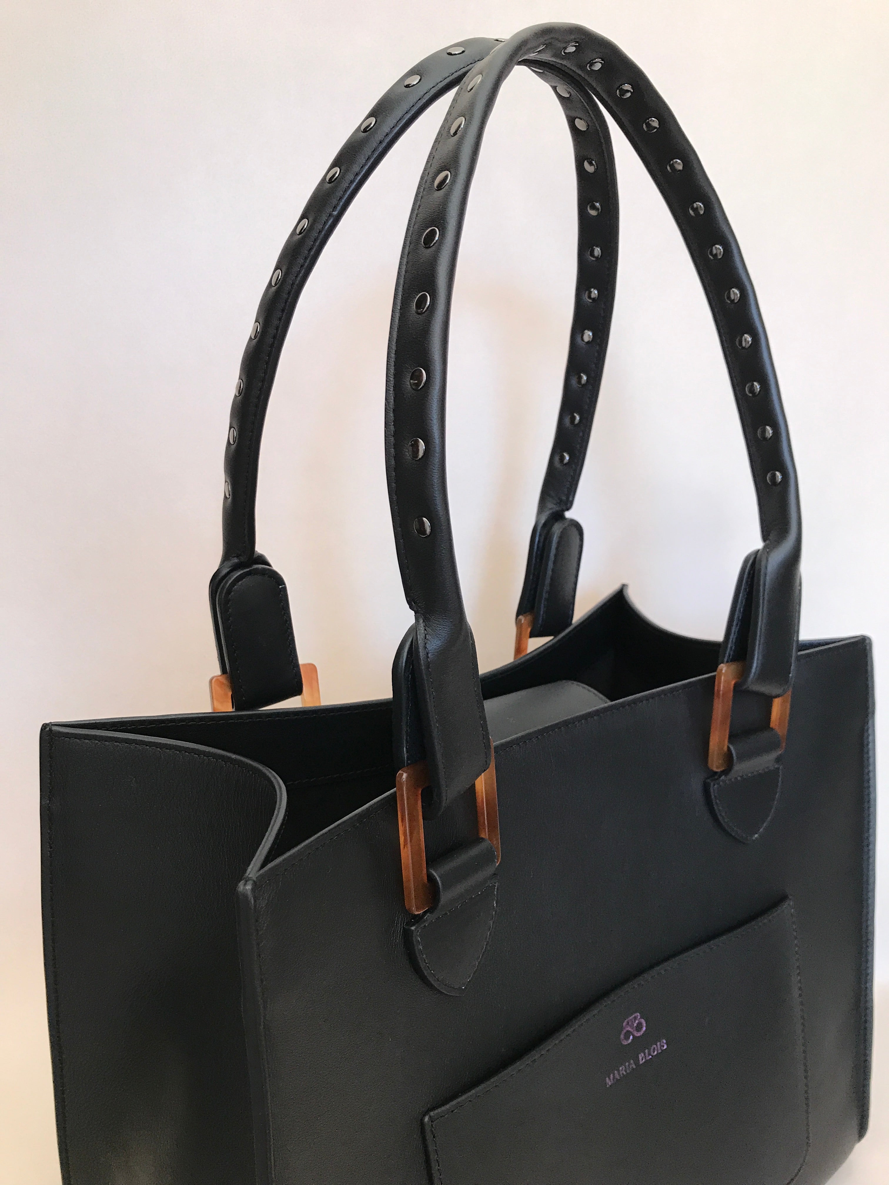 Extra handle (optional) in leather with studs (short or long) - Iris tote bag