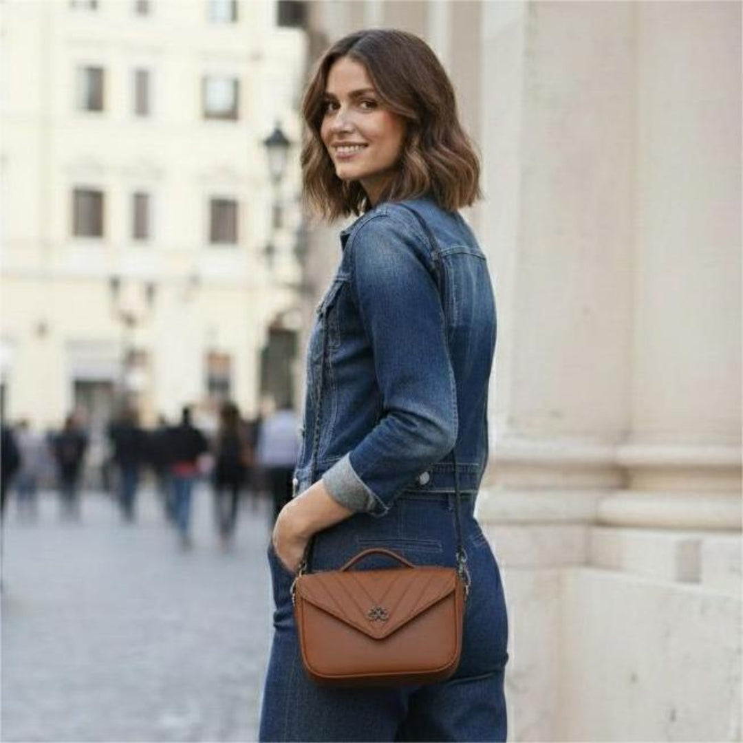 Bolso Milan Velvet Marron Cognac