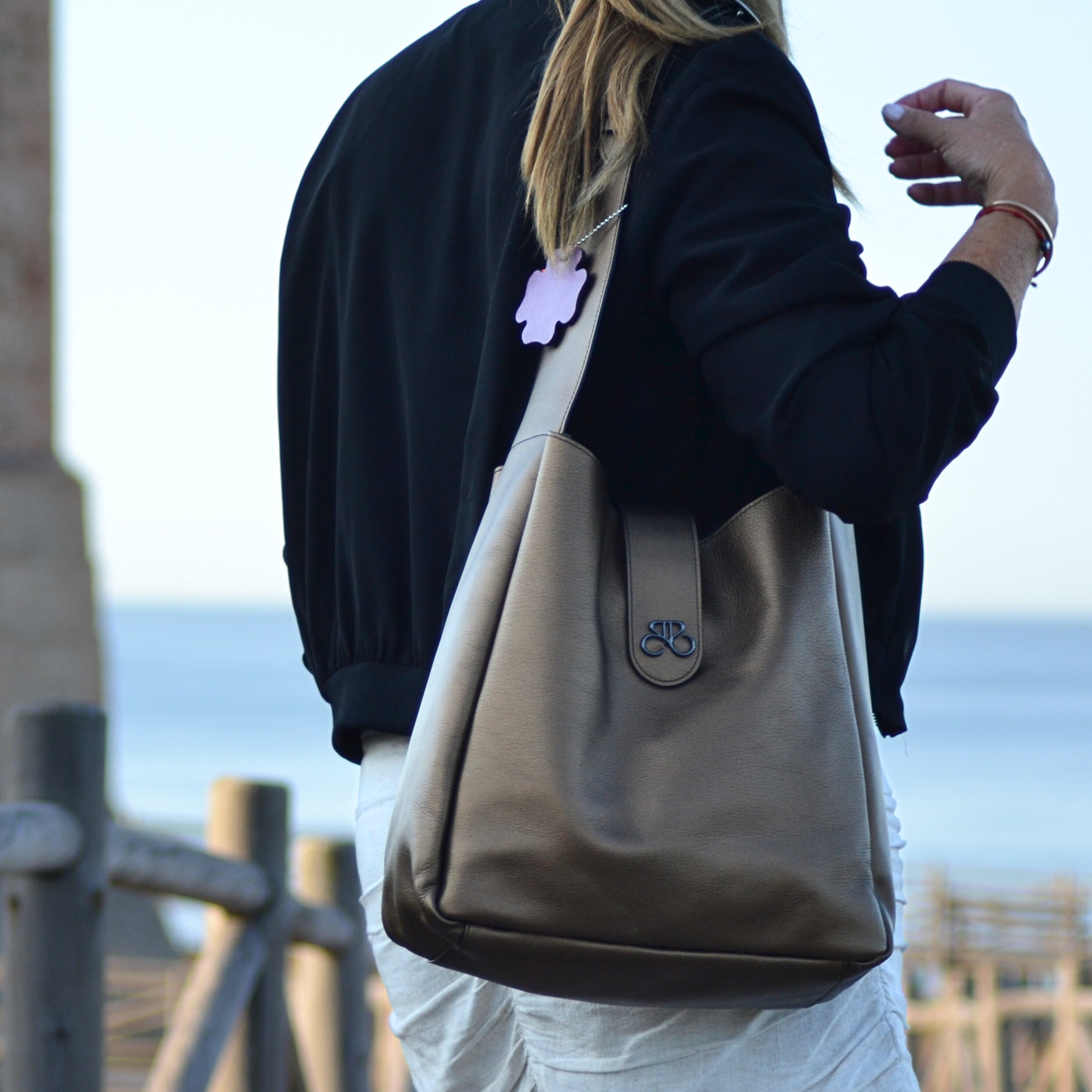 Bolso Ibiza - piel napa Charol - Bronce Oliva