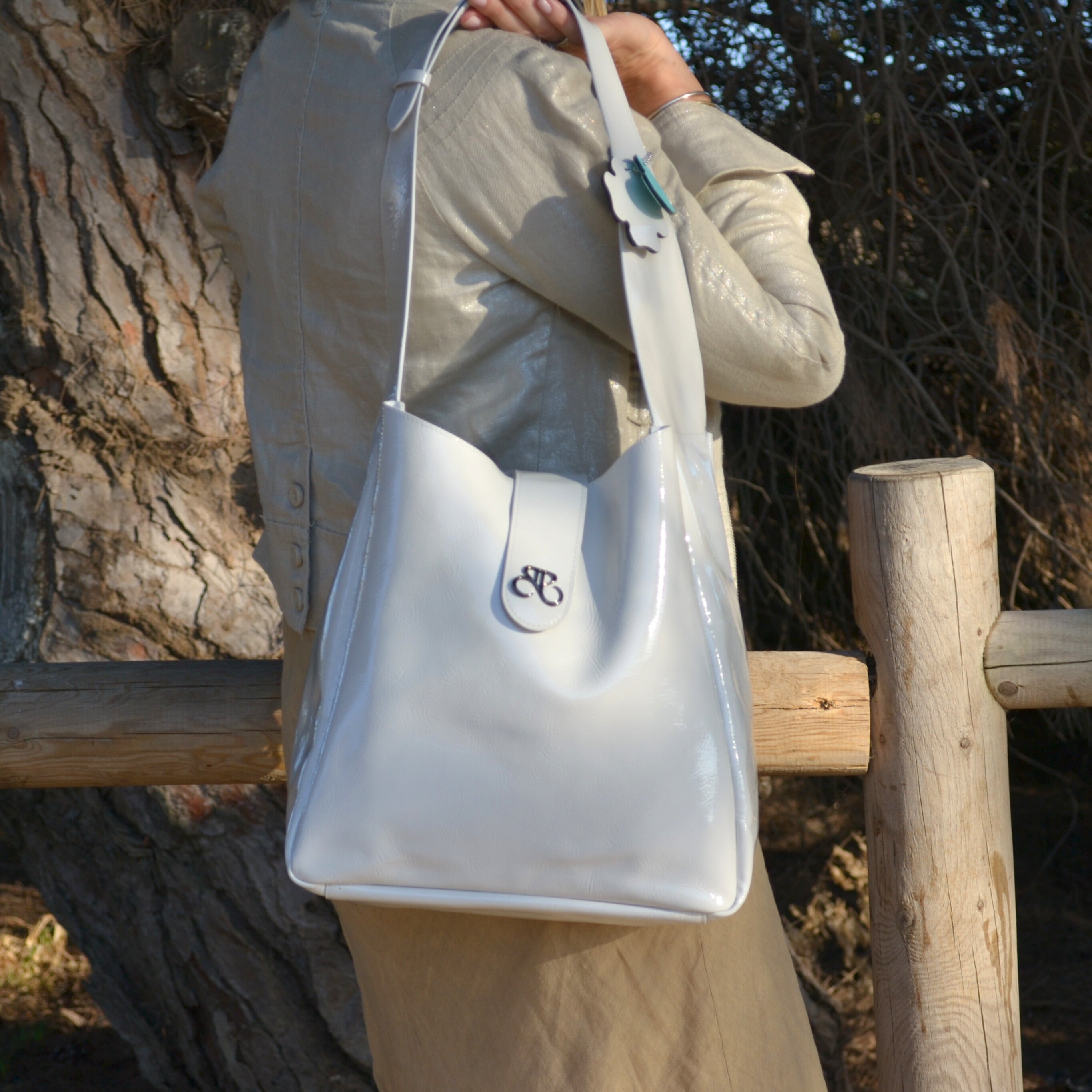 Bolso Ibiza - piel napa Charol - Blanco