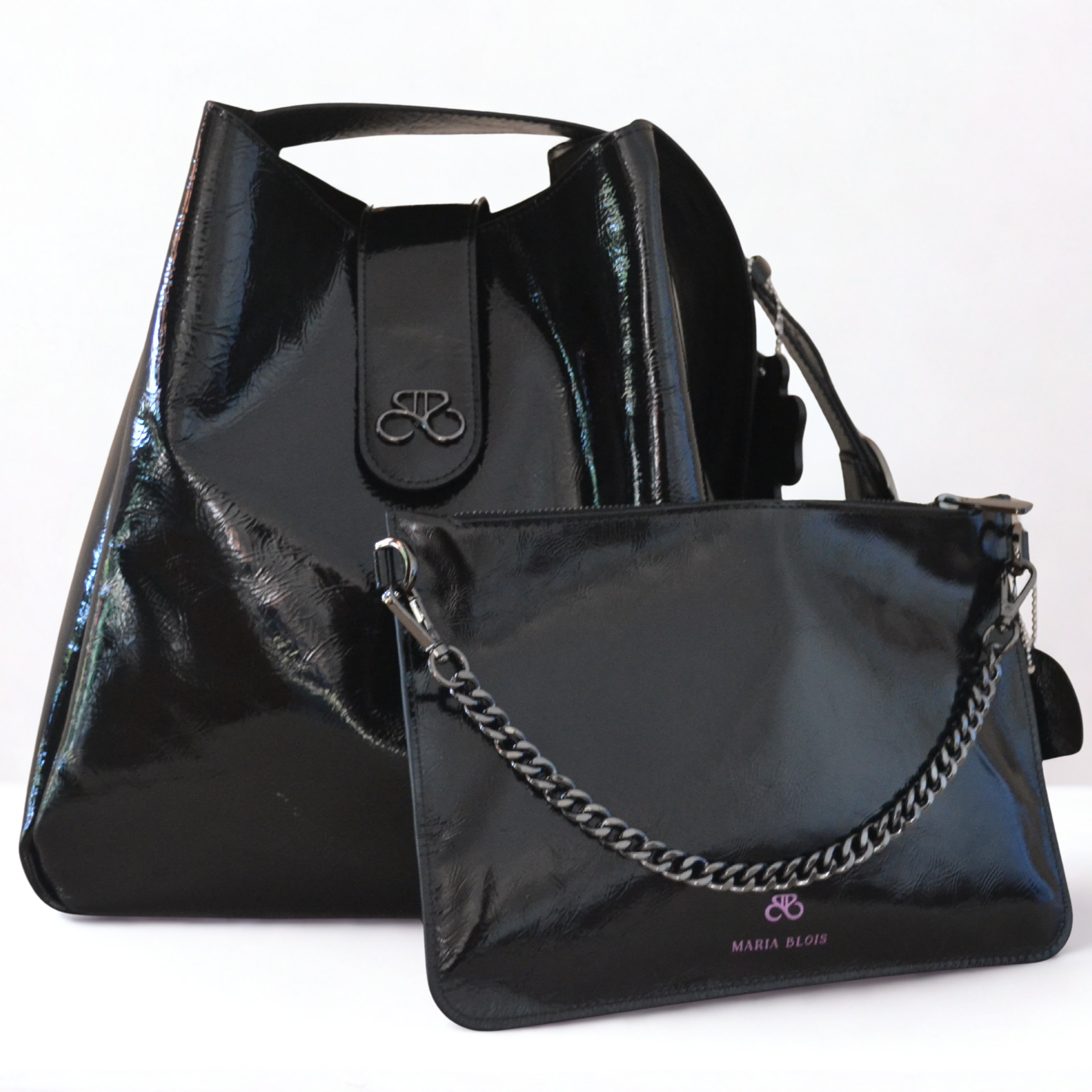 Bolso Ibiza - piel napa Charol - Negro