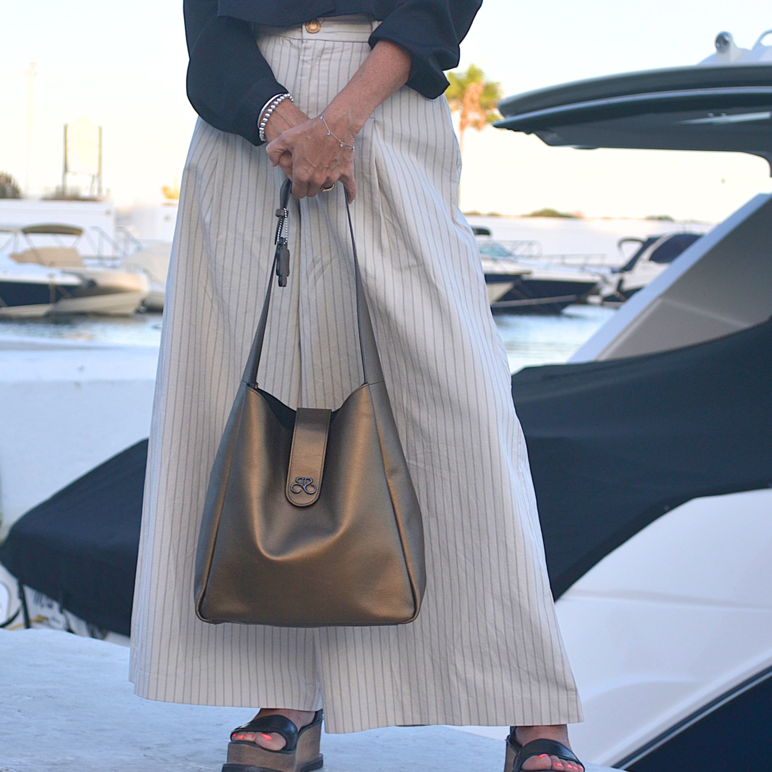 Bolso Ibiza - piel napa Charol - Bronce Oliva