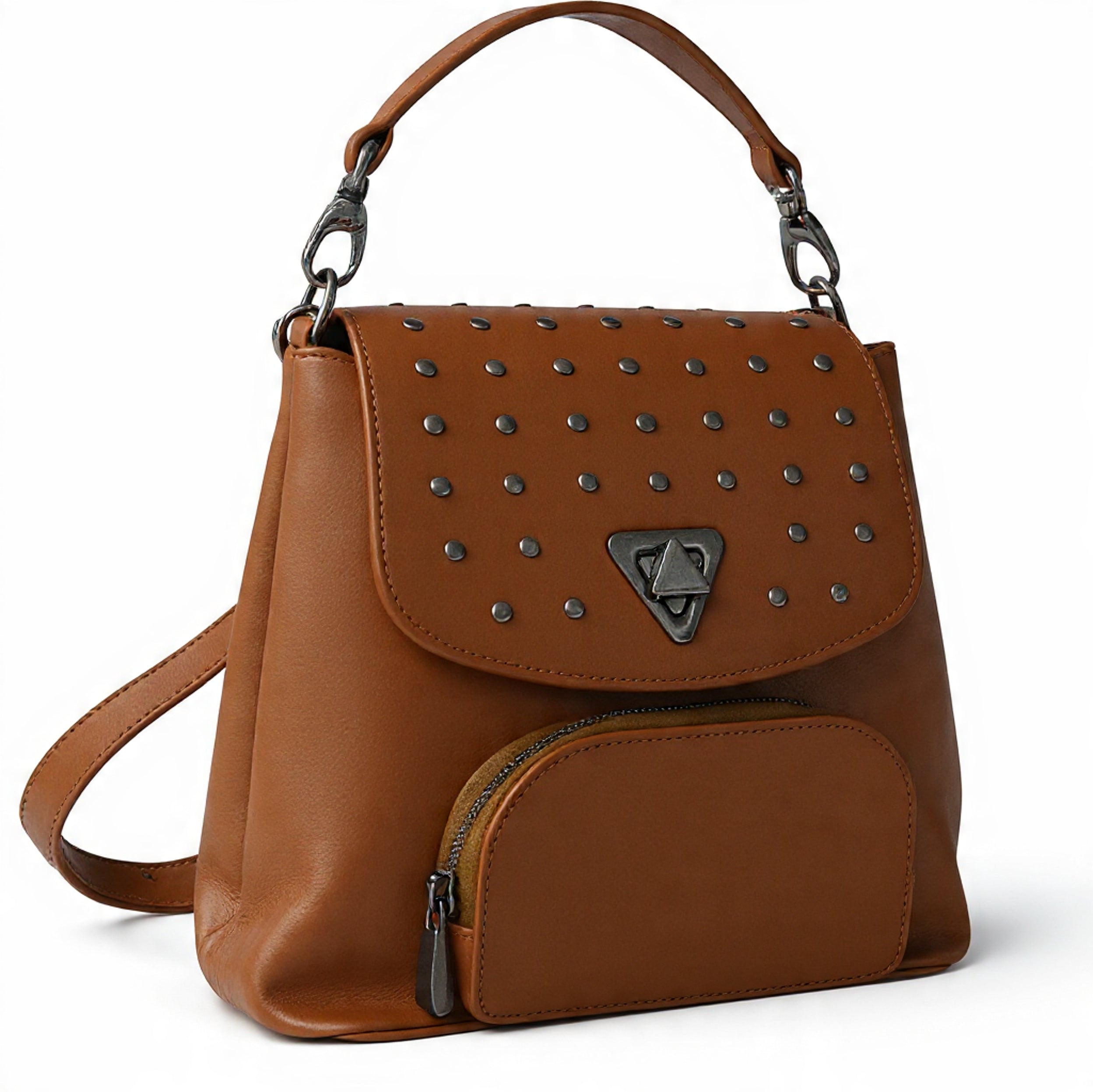 Maria Blois Mochila Anna Cognac con tachas 1
