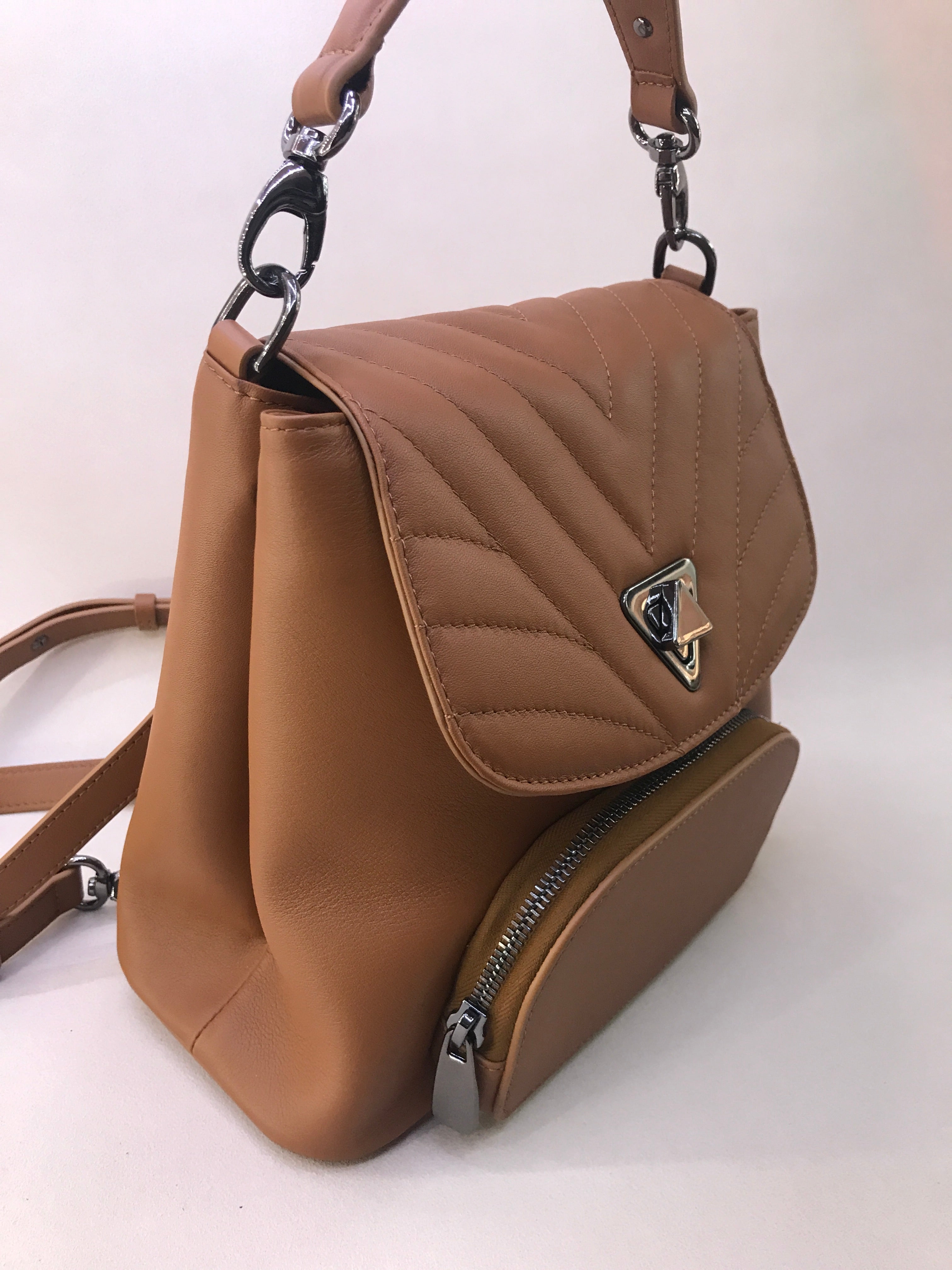 Studded flap - Anna backpack in black nappa leather