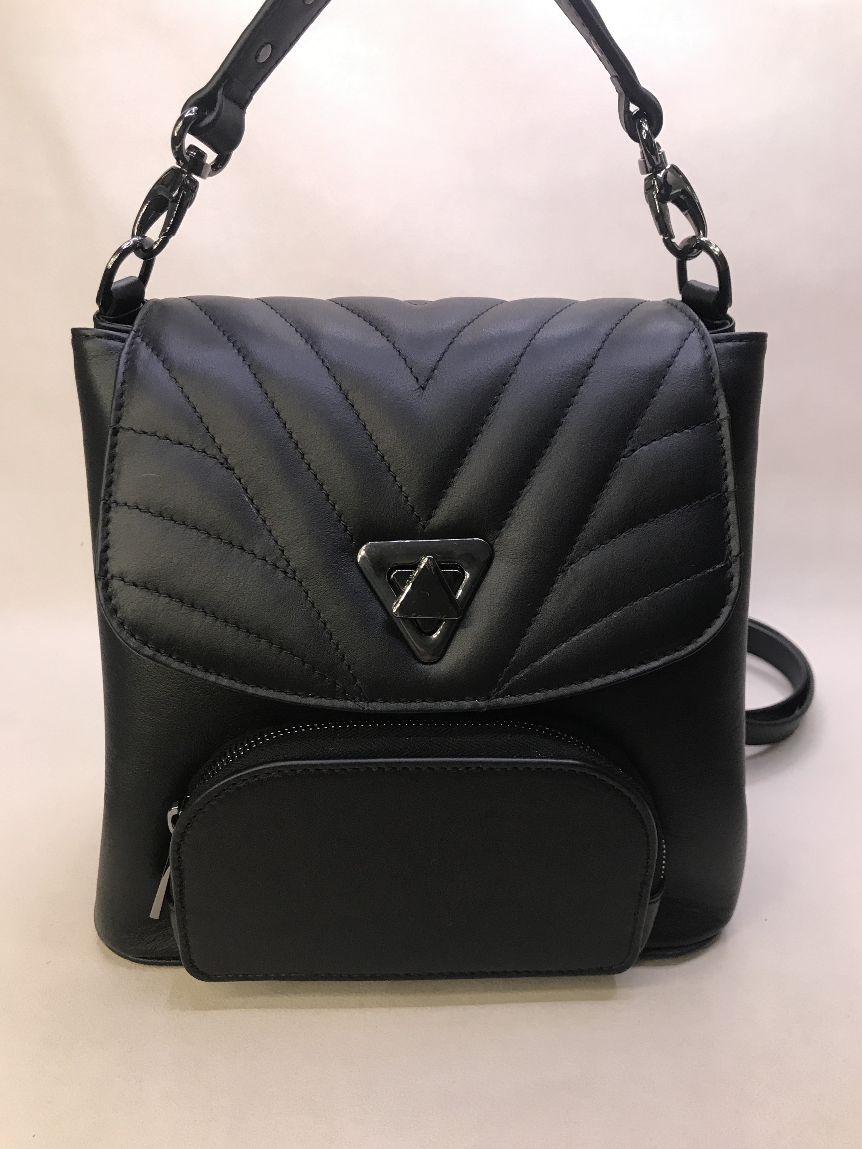 Studded flap - Anna backpack in black nappa leather