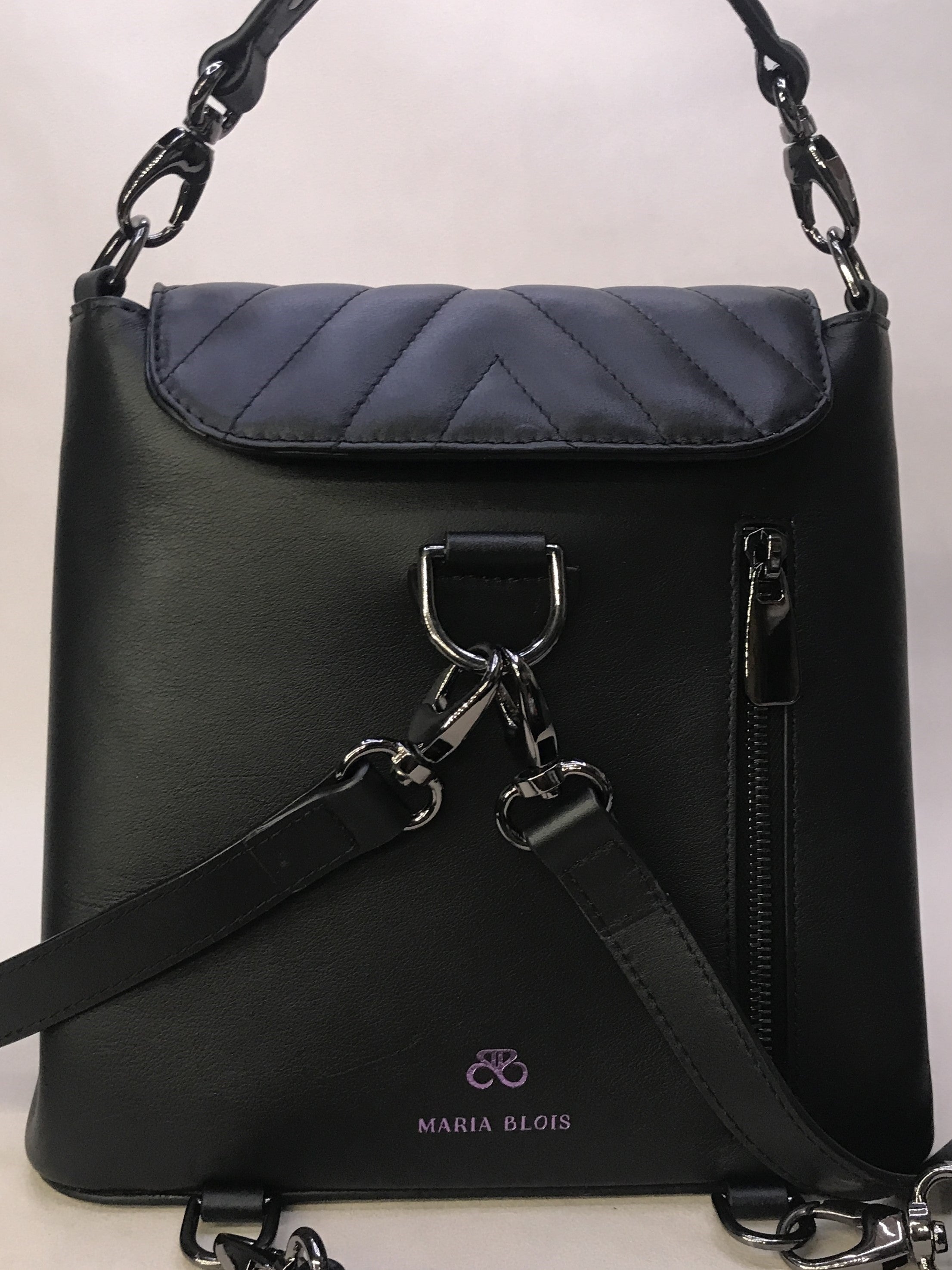 Studded flap - Anna backpack in black nappa leather