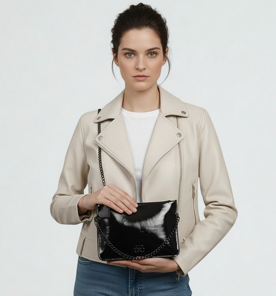 Maria Blois - Clutch Ginebra - negro piel charol