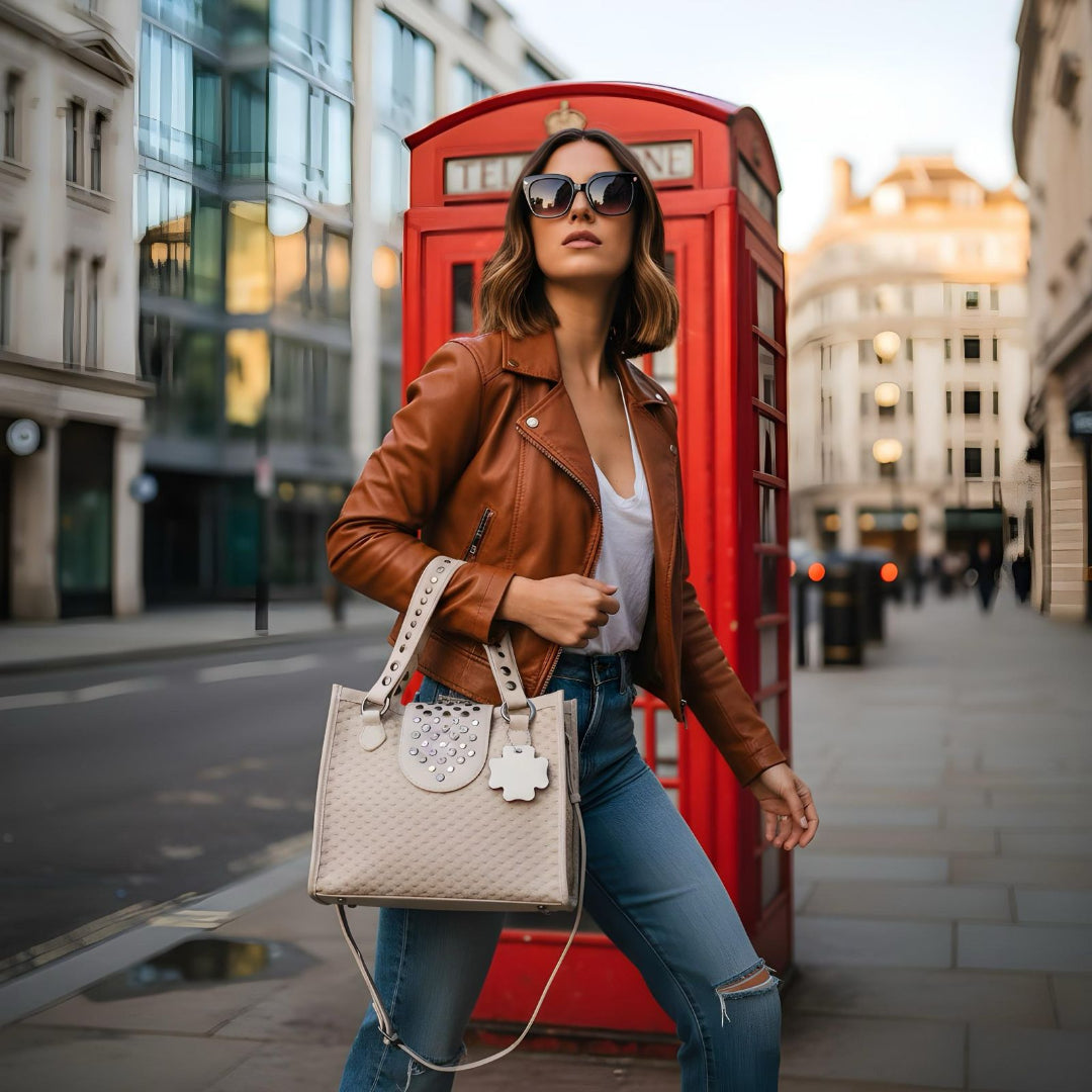 Maria Blois Bolso London Beige con tachas