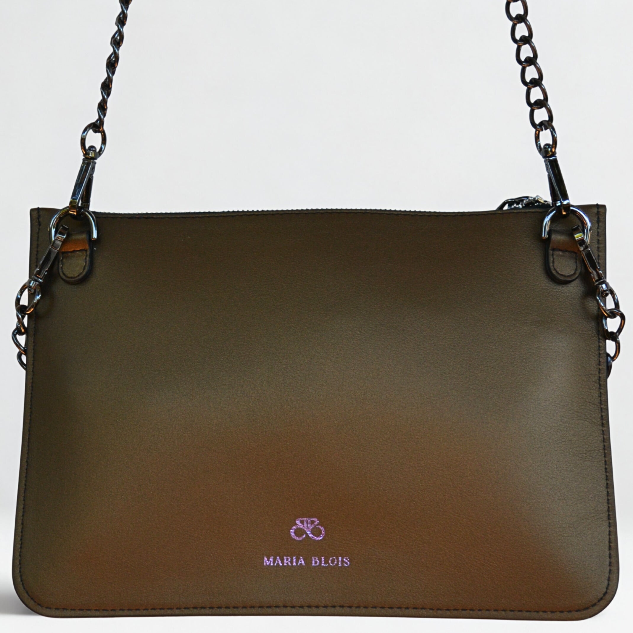 Clutch Ginebra bronce oliva liso