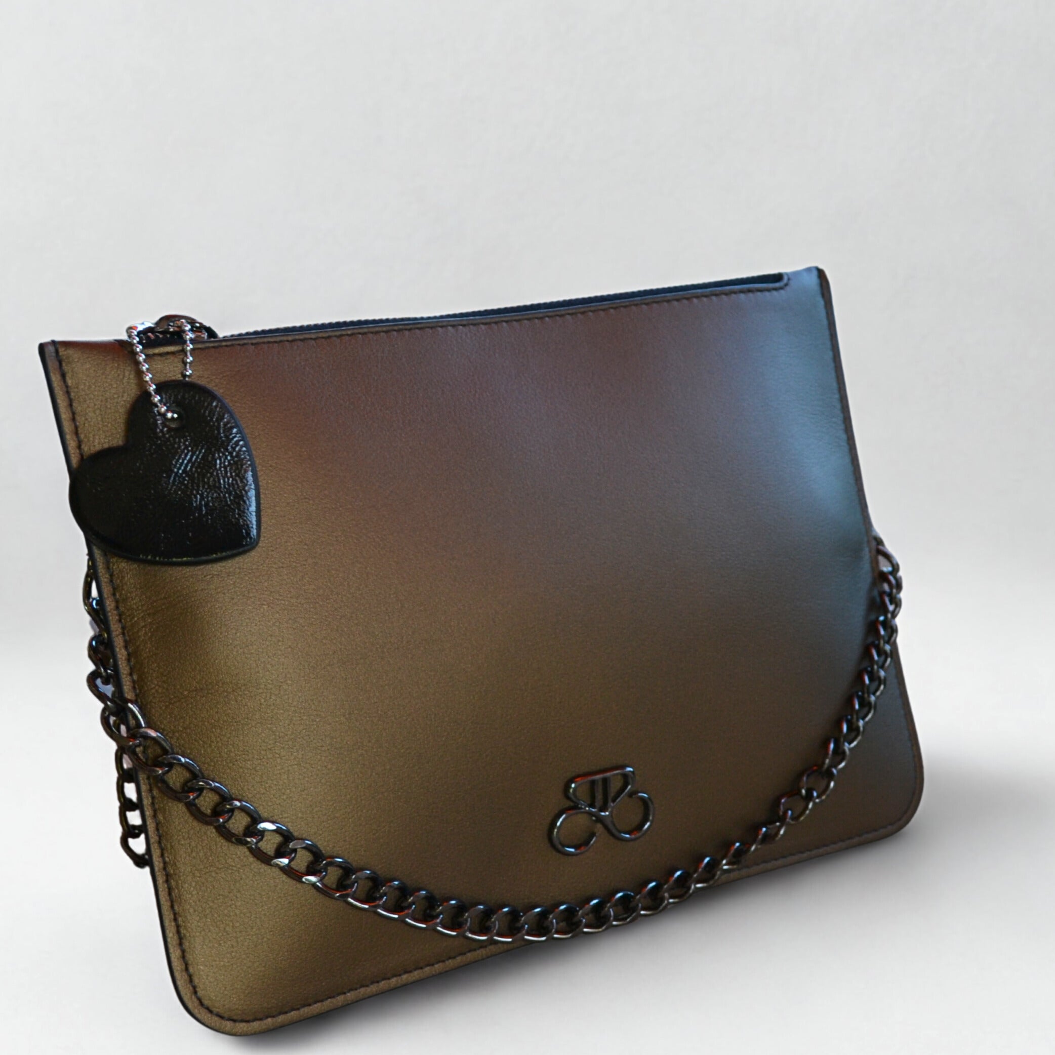 Clutch Ginebra bronce oliva liso